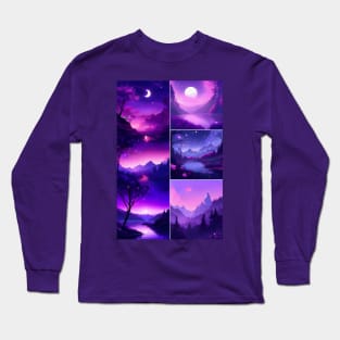 Fantasy purple landscape collage Long Sleeve T-Shirt